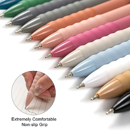 Aisibeiger Ballpoint Pens Black Ink Medium Point 1.0mm, Silver 12-count