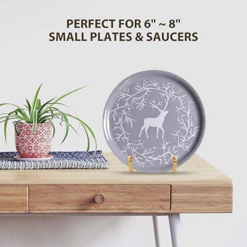 Plate Holder Easel Display Stand - 3 inch Metal Plate Stands for Display - Tabletop Picture Stand - Gold Iron Easels for Display Pictures | Photo Frames | Book | Decorative Plates | Plaque - 4 Pack