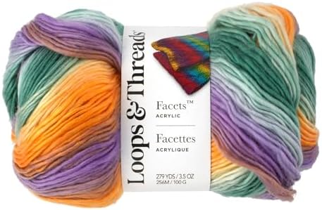 Loops & Threads Facets Yarn - Yarn for Knitting, Crochet, Weaving, and Arts & Crafts - Multi, Acrylic, 3.5 oz