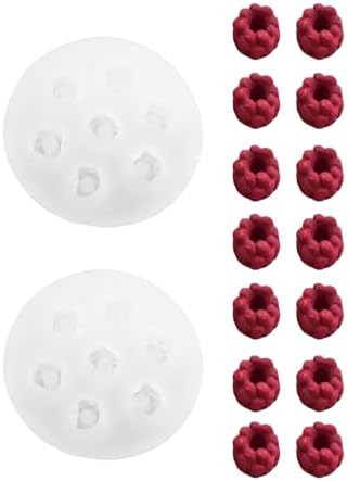 7 Cavity Raspberry Silicone Mold – 2 Pieces Silicone Fruit Mold for Chocolate, Fondant, Candle, Resin & Cake Decor, 3D DIY Candy Baking Tool for Parties & Gifts (Raspberry)