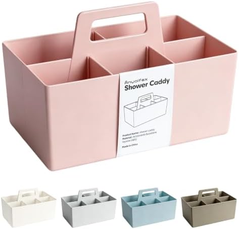 Multipurpose Caddy Organizer with Handle Plastic Desk Storage, Pink