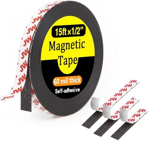 Magnetic Tape, 15 Feet x 1/2 Inch Magnet Tape with Adhesive Backing