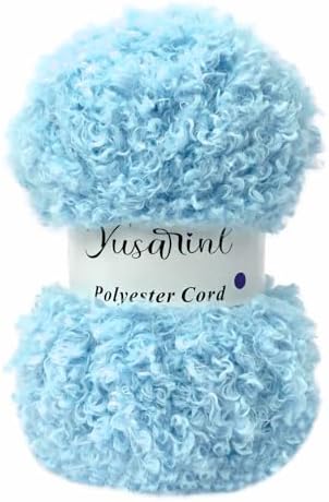 (32 Colors Available) Yusarinl Teddy Bear Yarn,Fuzzy Yarn for Crochet Polyester Plush Fur for Crafts Fluffy Fuzzy for Knitting(3.35 oz, 40 yds)-Light Blue