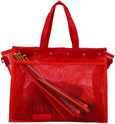 Knitting Bag Large Yarn Storage Organizer,Yarn Bags for Crocheting,Crochet Storage Bags for Crochet Hooks,Knitting Needles,Knit Bags Ideal Knitting & Crochet Gift(Red)