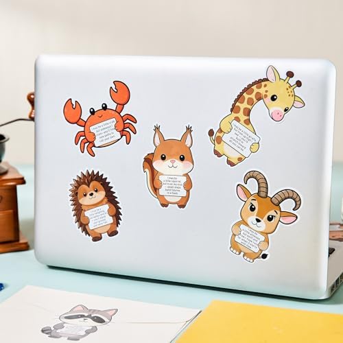56 Pcs Emotional Support Animals Stickers, Motivational Waterproof Sticker, Cute Inspirational Buddies for Water Bottles, Laptops, Phones, Planners & Gifts