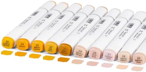 10Pcs Alcohol Markers Pure Color Series,T6 Upgrade Dual Tip Art Solid Color Markers Set for Adults Beginner Drawing Sketching DIY Crafts (Skin Tone)