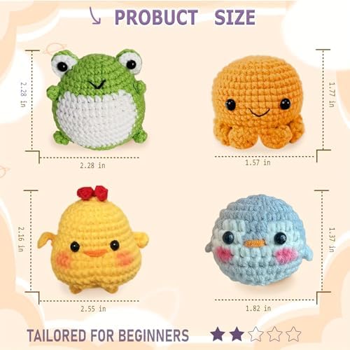 YAMAXIN Crochet Kit for Beginners with 9 Hooks (2.0–6.0mm), 8 Animal Patterns & Yarn – Learn to Crochet Starter Set with Tools & Case – Amigurumi DIY Craft Kit for Adults & Kids