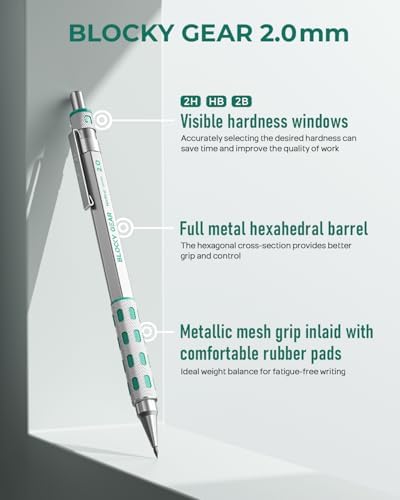 Nicpro 2.0 mm Mechanical Pencils Set, Metal Drafting Pencil with Case
