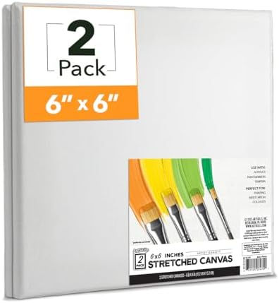ArtSkills Stretched Canvas for Painting, 6x6 Canvas, 2-Pack Framed | Blank Canvas, Premium Wood Frame, Painting Supplies for Artists