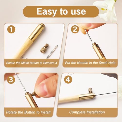 BRBASAP Tambour Embroidery Hook Needle Kit Beading Tool with 3 Needles for Beaded Designs Beadwork Sequin Crafting and Frame Work Complete Tambour Beading Kit for Beginners and Professionals