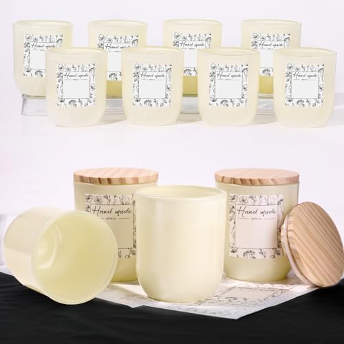 LETINE White Candle Jars 8 oz - 12PCS Glass Vessels with Lids for Candle Making Supplies, Home Storage & Wedding Gifts | Versatile Candle Containers for Making Candles & DIY Crafts