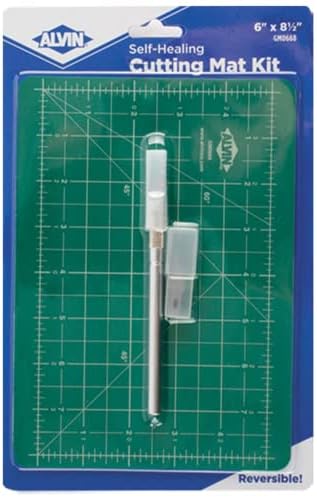 Alvin, Self-Healing Cutting Mat Kit, Double-Sided Mat with Art Knife, GBM Series, Gridded Rotary Cutting Board for Crafts, Sewing, Fabric - 6 inches x 8.5 inches