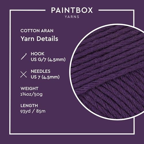 Paintbox Yarns 100% Cotton Aran Yarn 1.76oz / 50g, 93yds / 85m