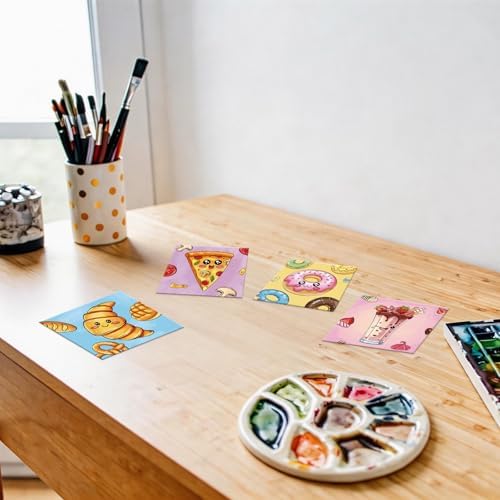 Anseal 12 Packs Pre Drawn Canvas to Paint, 4" X 4" Foods Pre-Printed Paint Party for Painting, Pre Stretched Canvas Outline Painting Boards for Paint Lovers, Party Favor