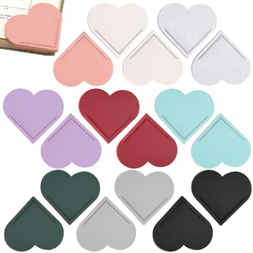 18 Pcs Leather Heart Bookmarks, Cute Corner Bookmarks for Women