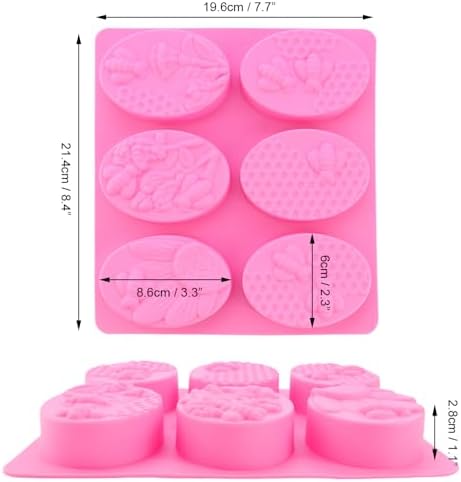 2 Packs 6-Cavity Honeybee Silicone Soap Mold for DIY Crafts | Oval Bee and Hive Queen Bumblebee Molds, For Homemade Craft Soaps, Lotion Bar, Bath Bomb, Beeswax, Chocolate and Dessert