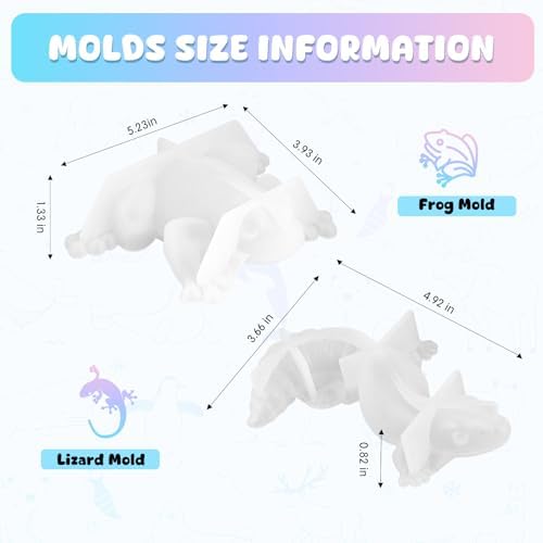 2 Pack Animal Silicone Molds, Frog Resin Molds with Realistic Frog and Lizard Shapes, 3D Lifelike Silicone Molds for Resin Casting, DIY Crafts Halloween Home Wall Desktop Decor (Frog&Lizard)