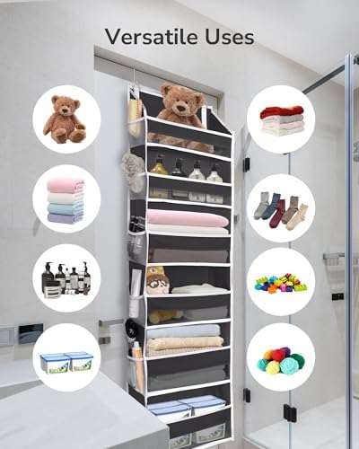 ULG 2Pack-Over The Door Organizer with 6 Large Pockets 12 Side Pockets Door Hanging Organizer Black Door Hanging