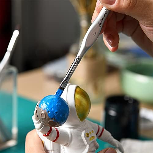 Golden Maple Miniature Paint Brushes, 15PC Model Brushes Micro Detail Paint Brush Set, Fine Detailing for Acrylics, Oils, Watercolors & Paint by Number, Figurine (Silver)