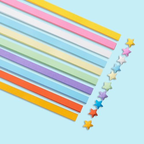 Origami Paper Stars, Colorful Handcraft Origami Lucky Star Paper DIY Paper Arts Creativity Hand Art Crafts (10-color mix (1350) sheets)