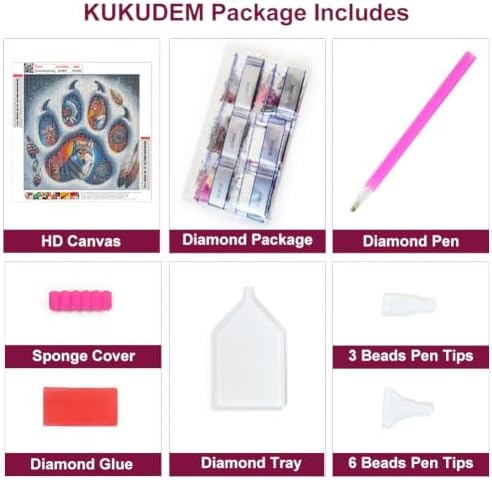 KUKUDEM Wolf Diamond Painting Kits for Adults, Diamond Art Kits 12x12inch
