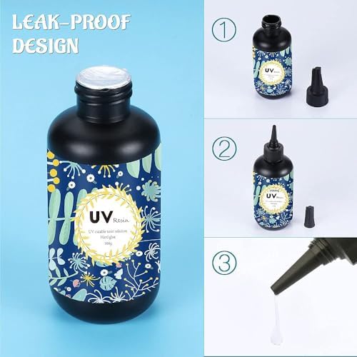Crystal Clear Hard UV Resin Upgraded Formula Ultraviolet Fast Curing for Jewelry Making Craft Decoration, Hard Transparent Glue Solar Cure Sunlight Activated Resin (100g)