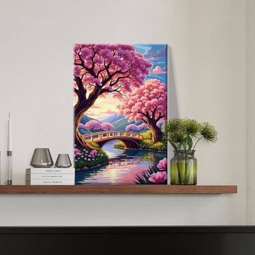 JOOZ 5D Landscape Paint by Numbers Kit for Adults with Frame, 8x12 Inch
