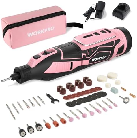 WORKPRO Pink 12V Cordless Rotary Tool Kit for DIY Crafts