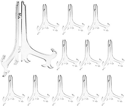 Artliving 6 Inch Clear Plastic Easels or Stand/Plate Holders to Display Pictures or Other Items at Weddings, Home Decoration, Birthdays, Tables (12 Pack)
