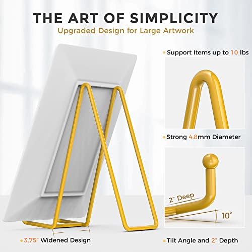 TR-LIFE 8 Inch Large Plate Stands for Display - Metal Plate Holder Display Stand + Frame Holder Stand for Picture, Decorative Plate, Platter, Plaques, Book, Photo Easel Tabletop (Gold 2 Pack)