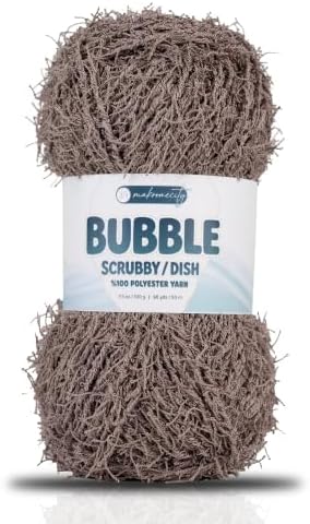 Makromecity Bubble Scrubby Yarn - 100% Premium Polyester Yarn for Crocheting and Knitting - 3.5 Oz (100g), 98 Yds (90m) - Ideal for Dishcloths, Crafting & Bath Washcloths (Mink, 1 Skein)