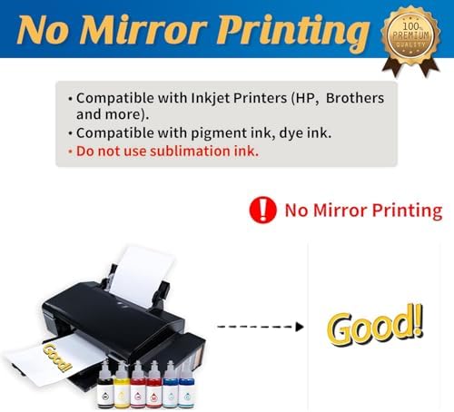 TransOurDream Heat Transfer Paper for Dark Fabric (500 Sheets, 8.5x11) Printable Heat Transfer Vinyl for T-Shirts Iron on Transfers for Inkjet Printer