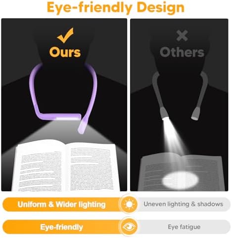 Reading Lights for Books in Bed, 3 Colors Dimmable Neck Light