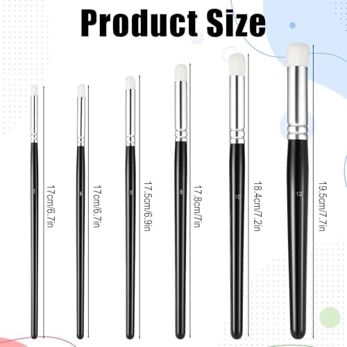 6 Piece Dry Brush Set for Miniature Painting, Professional Round Tip Art Brushes for Models Acrylic Oil, Various Sizes with Wood Handle for Detailing Blending and Texturing