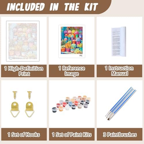 XTCIXAL Paint by Numbers Kit for Adults, Succulent - 16X20 Inch