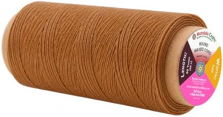 Mandala Crafts 50M 1mm Tan Round Waxed Thread for Leather Sewing