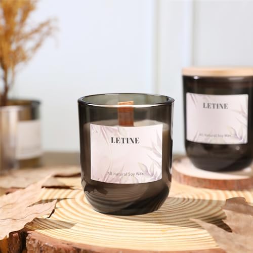 LETINE 12PCS 8oz Smoke Gray Glass Candle Jars with Lids - Perfect for Storage & Gifts | Durable Candle Containers for Bulk Candle Supplies, Wedding Favors & Christmas Decor