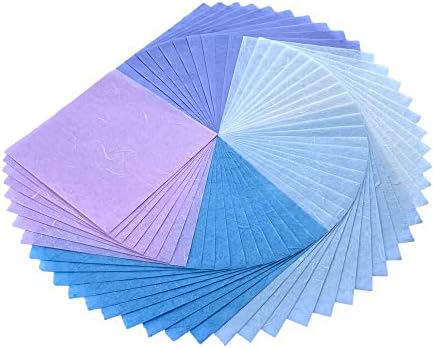 Natural Fiber Mulberry Paper Sheets 6 x 6 Inches, 50 PCS Handmade Craft Paper for Origami, Scrapbooking, Card Making, DIY Decoration, Mixed Media Art (Pastel Color, 6x6 Inch)