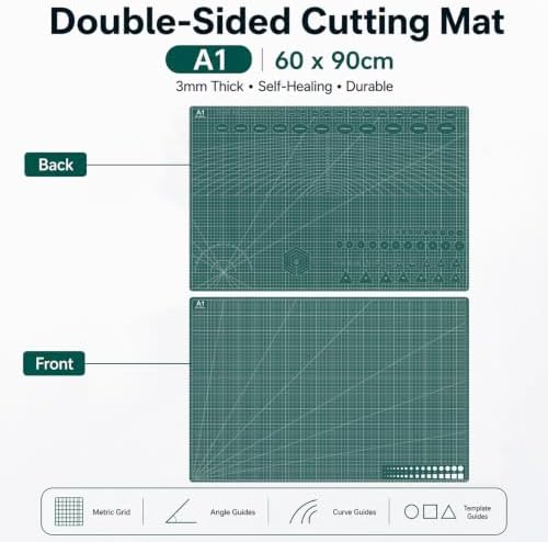 Large Cutting Mat, 35" x 23", 1 Pack Double-Sided 5-Ply Self Healing Cutting Mat, for Sewing, Quilting, Scrapbooking & Craft, Large Craft Cutting Board for Hobby Use(A1), Green