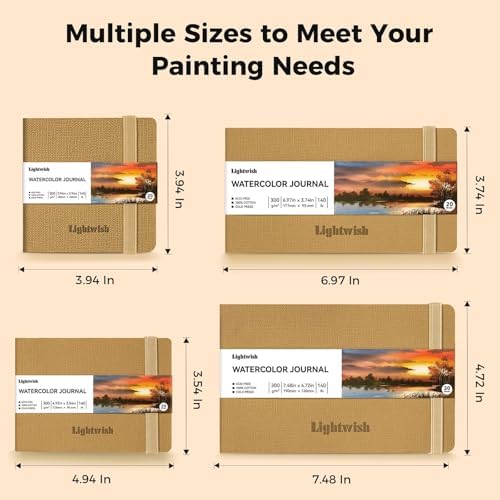 Watercolor Journal - 100% Cotton Cold Press Paper | 20 Sheets 40 Pages | 300GSM (140lb) | PU Leather Cover Watercolor Sketch Books for Artists Painting,Mixed Media7.5 in x 4.7 in