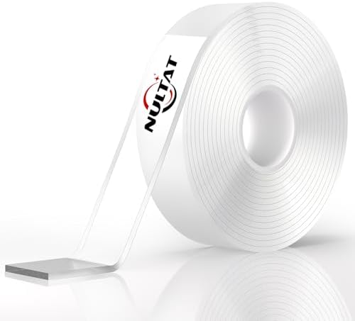 NULTAT Double Sided Tape Heavy Duty, Nano Reusable, Removable, Washable Double Stick Tape for Wall, Multipurpose Clear Adhesive Tape 1.18" x 120" (16.5 Feet)