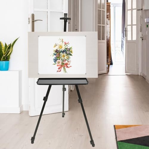 Detachable Easel Tray Attachment with Clip-on Shelf for Folding Easels Compatible with Most Tripod Racks Plastic Art Supplies Organizer 13.18X4.72X0.98 Inches