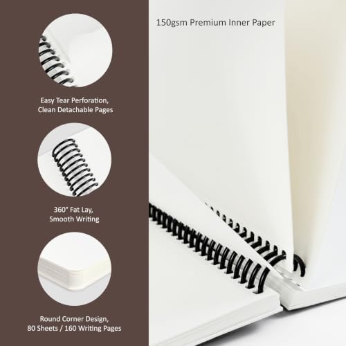 Hardcover Sketchbook,7.2"x8.3"Spiral Bound Drawing Pad,Black Grid