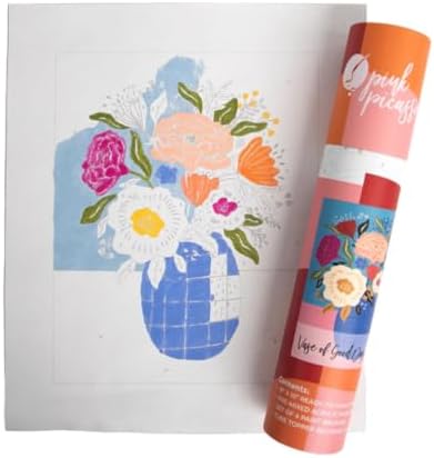 Pink Picasso Paint by Number Kit, All Ages, 8x10, Vase of Good Days | Mid Century Modern Collection, Acrylic Paints and Brushes included, Pre-printed high quality canvas, DIY art kit, Gift-ready