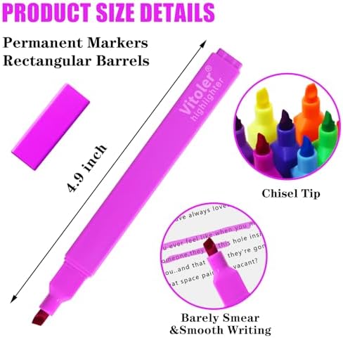 Vitole Cute Highlighters Set,Assorted Color,Quick Dry,Chisel Tip,10Pcs | Cute Pastel,No Bleed,Bible Study for Adults in the Home School Office
