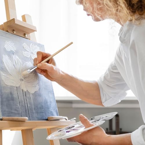 Mop Brush for Acrylic Painting, 7 Pieces Versatile Blending Brush Paint Brushes for Acrylic Painting Goat Hair Paint Brushes Set with Wooden Handle for Watercolor Oil Face Body Art