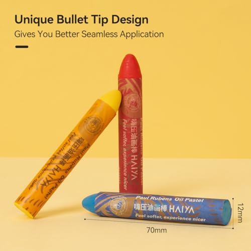 Paul Rubens Oil Pastel Set, Artist Oil Pastels, Oil Art Kit, Includes 48 Brightly Colored HAIYA Soft Oil Pastels + 1 Palette Knife+ 1 Roll of Masking Tape+ 1 Acrylic Marker + 10 Oil Pastel Paper