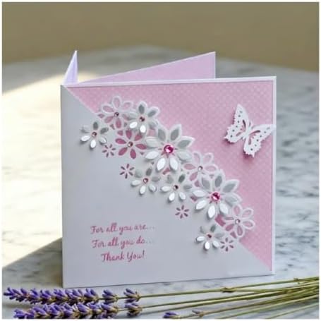 Cutting Dies Metal Stencils Scrapbooking Tools DIY Embossing Template for Paper Card Making Album Arts Crafts Supplies (Butterfly and Flower Edge- 6.3x14cm)