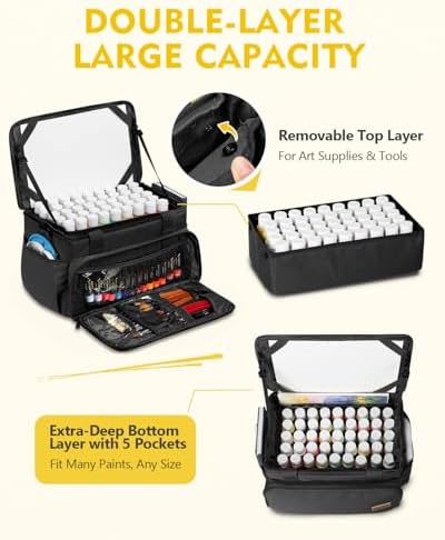 Magicfly Large Art Bag, Waterproof Acrylic Paint Storage with Drawing Easel