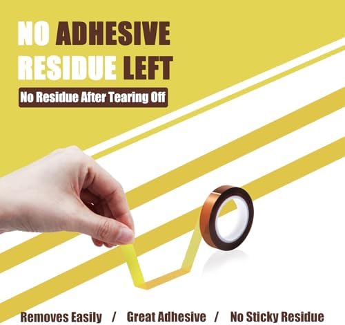 MEBMIK 12 Rolls 10mm x16m(52FT) Heat Tape High Temperature Heat Resistant Tape Heat Transfer Tape for Heat Sublimation Press Vinyl,No Residue